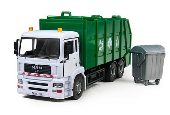 1:32 Orange / Green Kids Diecast Man Garbage Dump Truck Toy