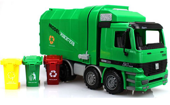 Kids Green Plastic Garbage Dump Truck Toy