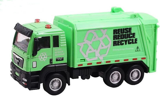 Green Mini Scale Kids Diecast Garbage Truck Toy