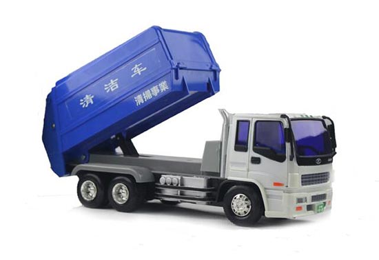 Kids White-Blue Diecast Garbage Dump Truck Toy