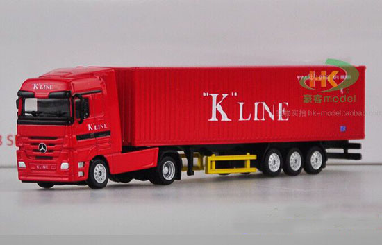 Red 1:87 Scale Diecast Mercedes-Benz Container Truck Model
