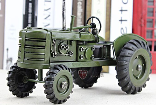 Handmade Red / Army Green Medium Scale Tinplate Tractor Model