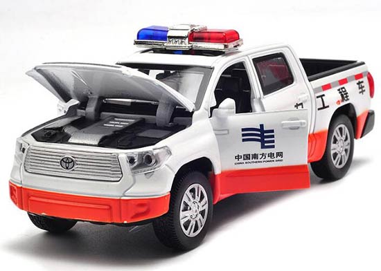 1:32 Scale White-Orange Diecast Toyota Tundra Pickup Truck Toy
