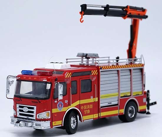 1:43 Scale Red Diecast FAW Fire Engine Truck Model
