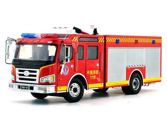 Red 1:43 Scale Diecast FAW Fire Engine Truck Model