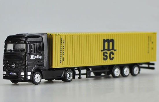 1:87 Scale Black-Yellow Mercedes-Benz Diecast Containers Truck