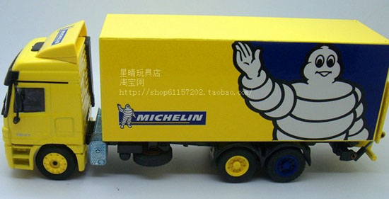 Yellow 1:50 Scale Michelin Mercedes-Benz Container Truck Model