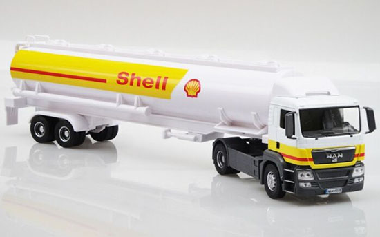 1:32 Scale White-Yellow Kids MAN Diecast Oil Tank Truck Toy