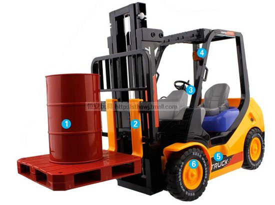 Kids Yellow Plastics Full Functions R/C Forklift Truck