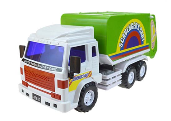 Kids White-Green Plastic Garbage Dump Truck Toy