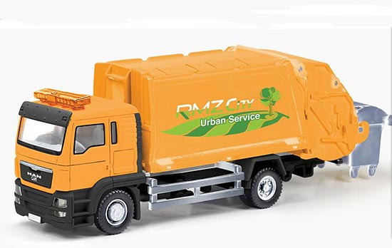 Kids Bright Orange 1:64 Scale Diecast MAN Garbage Truck Toy