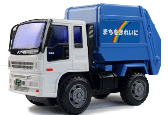 Kids White-Blue Plastic Garbage Dump Truck Toy