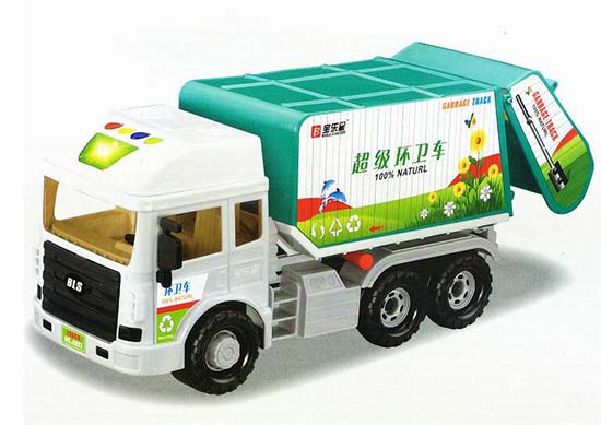 Kids White Plastic Garbage Dump Truck Toy