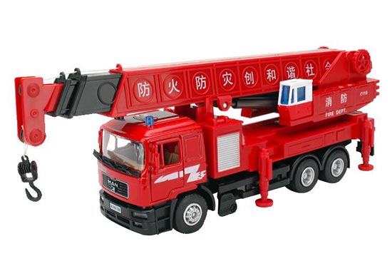 Red 1:40 Scale Kids MAN Diecast Crane Fire Fighting Truck Toy