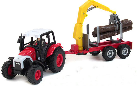 Red Kids Agricultural Diecast Log Truck Toy