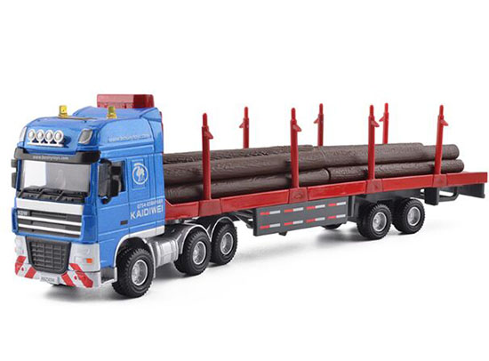 Kids 1:50 Scale Blue Diecast Stake Log Truck Toy