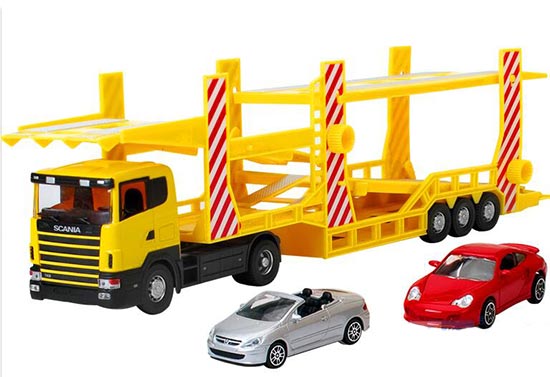 Kids 1:43 Scale Yellow /Red Diecast SCANIA Cars Transport Truck