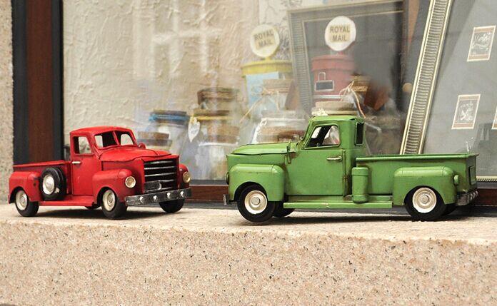 Vintage Red / Green Medium Scale Tinplate Pickup Truck Model