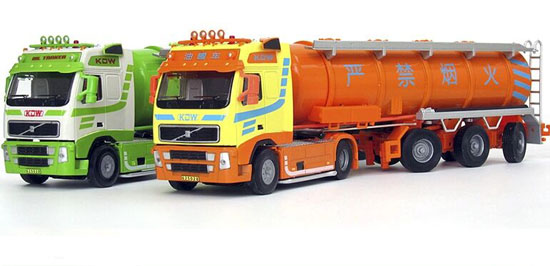 Kids 1:50 Scale Green / Orange Diecast Oil Tank Truck Toy