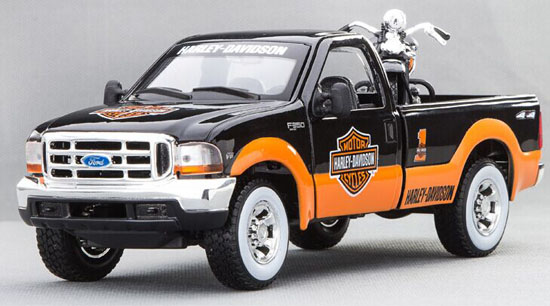 1:24 Scale Black-Orange MaiSto Diecast Ford F350 Pickup Model