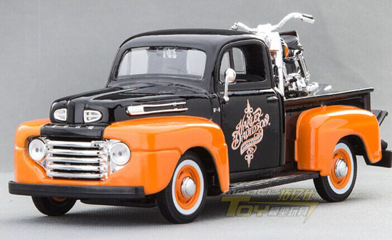 Black-Orange 1:24 Scale MaiSto Diecast Ford F1 Pickup Truck