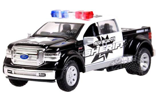 Black-White Pull-Back Function Police Diecast Ford F350 Pickup