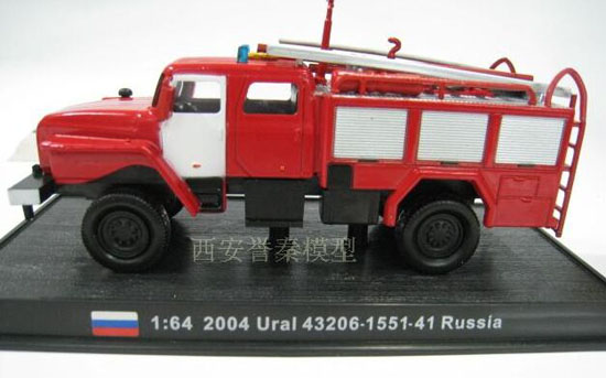 1:64 Scale Red Diecast 2004 Ural 43206-1551-41 Russia Model