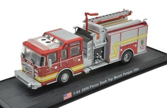 1:64 Scale Red 2006 Pierce Dash Top Mount Pumper USA Model