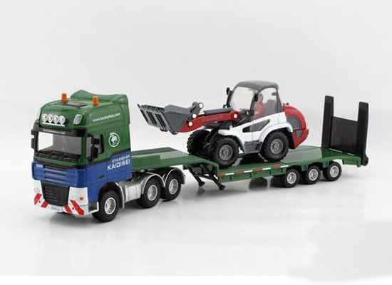 Kids 1:50 Scale Blue / Green Diecast Lowbed Truck Toy