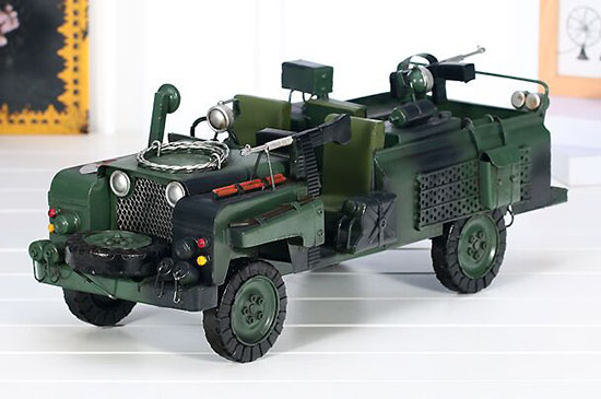 Handmade Large Scale Army Green Tinplate Army Truck Model