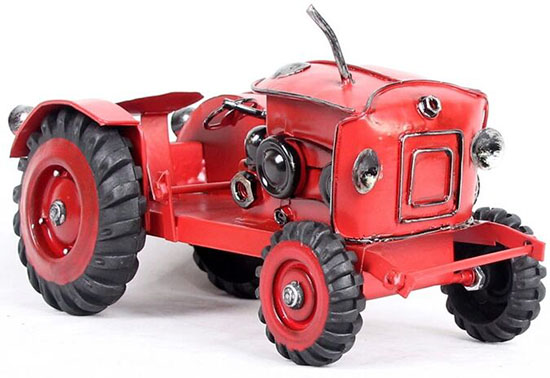Handmade Red Medium Scale Tinplate Vintage Tractor Model