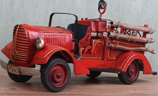 Medium Scale Handmade Vintage Fire Fighting Truck Model