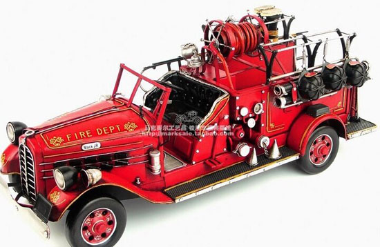Vintage Large Scale Handmade Red U.S. Fire Fighting Truck Model