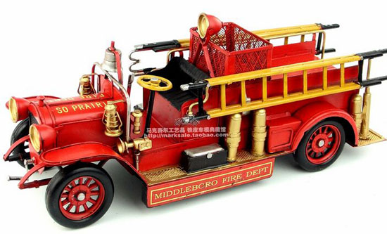Medium Scale Red Handmade 1923 Maxim Fire Fighting Truck Model