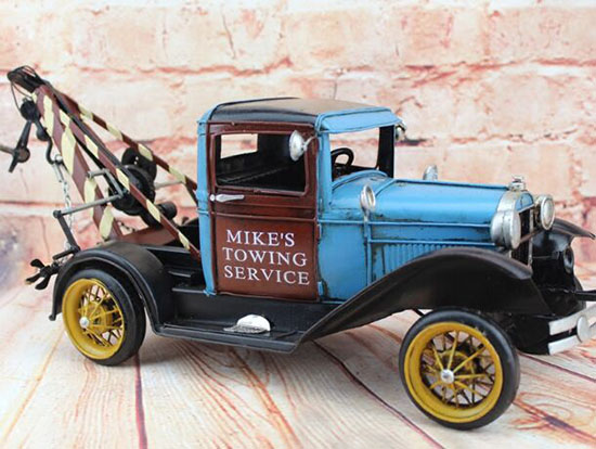 Large Scale Tinplate Blue Handmade 1931 Ford Tow Truck Model