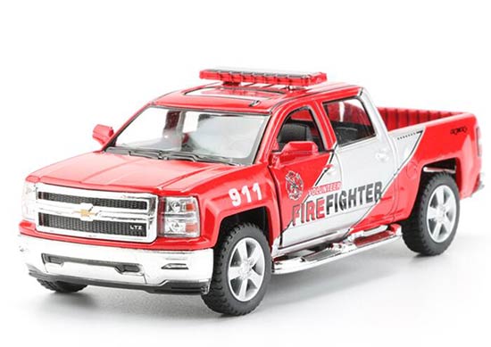 Kids Fire Dept 1:46 Scale Red Diecast Chevrolet Pickup Truck Toy