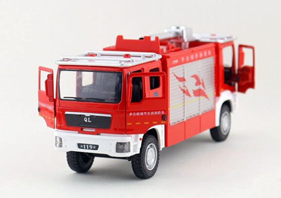 Red Kids Fire Water Branch Diecast Fire Engine Truck Toy