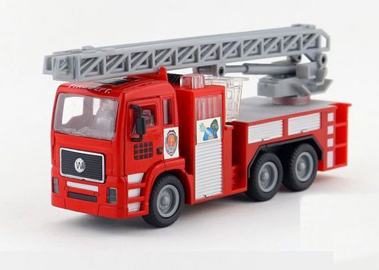 Kids Red Pull-Back Function Diecast Fire Engine Truck Toy