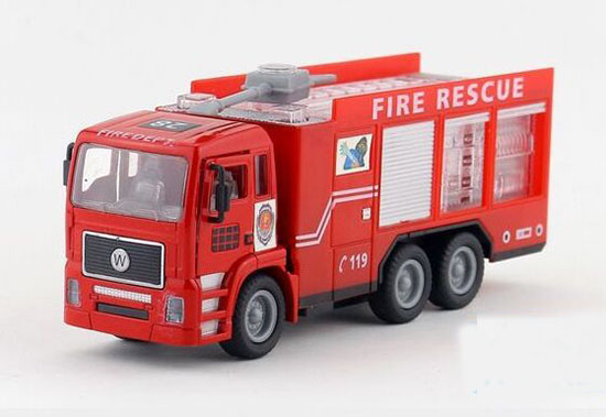 Pull-Back Function Red Kids Diecast Fire Engine Truck Toy