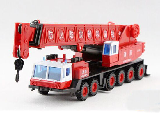 Red Kids 1:60 Scale Crane Diecast Fire Engine Truck Toy