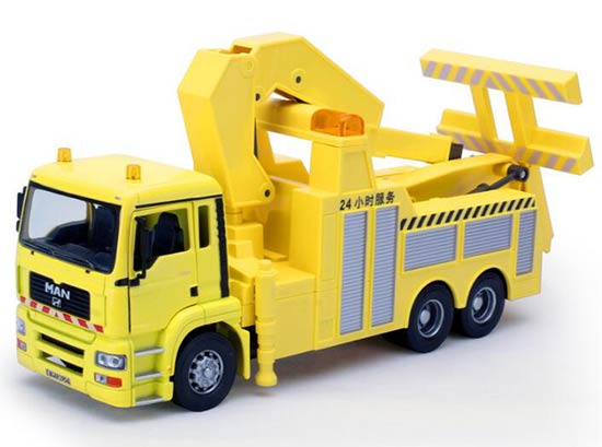 Kids 1:32 Scale White / Yellow Diecast MAN Tow Truck Toy