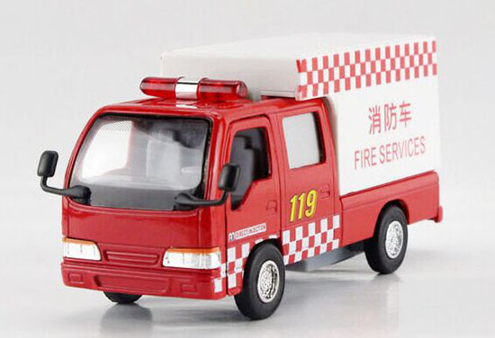 Red Kids Pull-Back Function Diecast Fire Engine Box Truck Toy