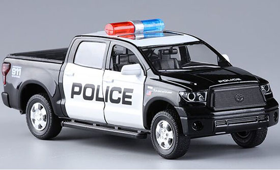 Kids 1:32 Police Black-White Diecast Toyota Tundra Pickup Toy