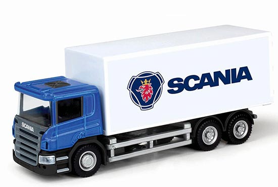 White-Blue 1:64 Scale Diecast Scania Box Truck Toy
