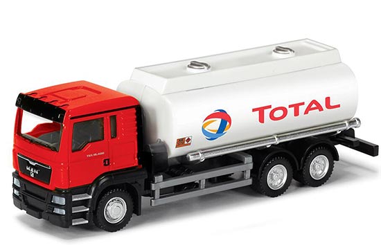 Red-White 1:64 Scale Total Diecast MAN Oil Tank Truck Toy