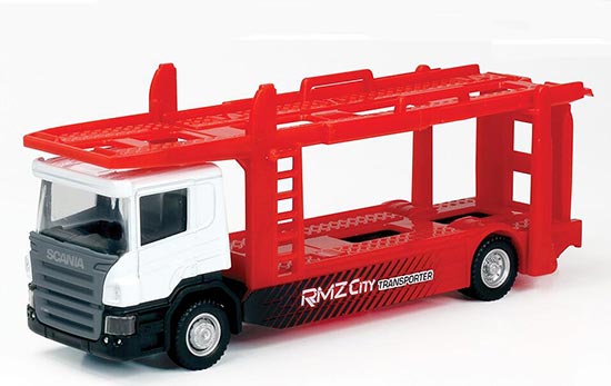 1:64 Scale Red-White Kids Diecast Scania Transport Truck Toy