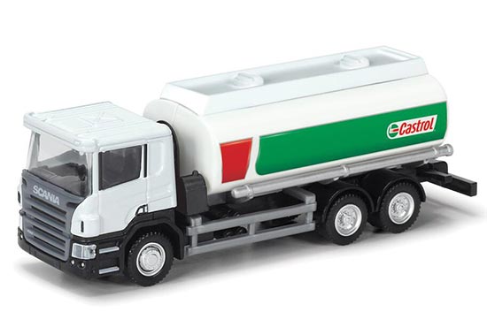 1:64 Scale White-Green DieCast Scania Castrol Oil Tank Truck Toy