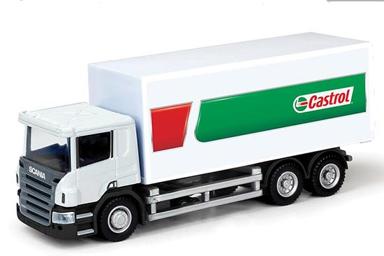 1:64 Scale White Kids Diecast Scania Castrol Box Truck Toy