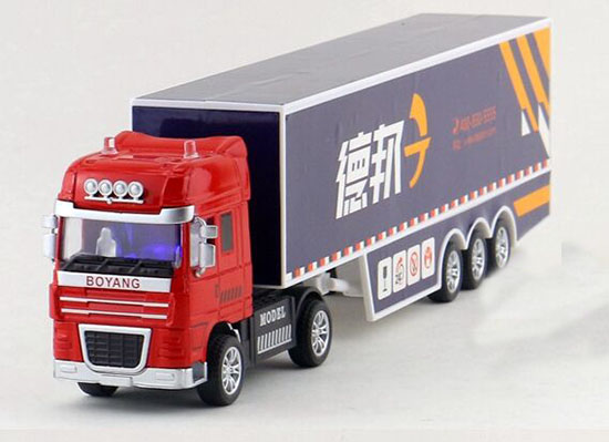 1:50 Scale Blue /Red Kids Logistics Diecast Container Truck Toy