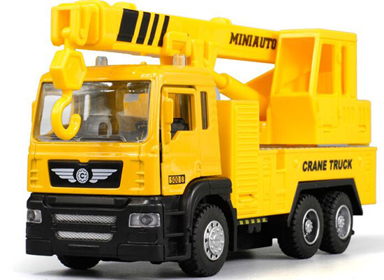 Kids Yellow Pull-Back Function Diecast Crane Toy